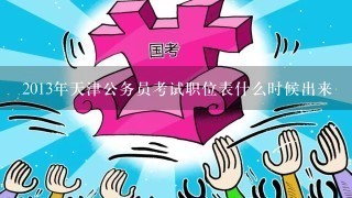 2013年天津公务员考试职位表什么时候出来