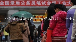 公务员考试职位表中“大学本科以上、学士以上”是什么意思